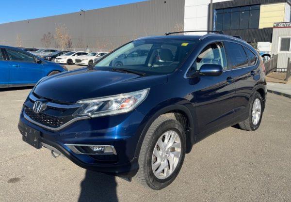 2015 Honda CR-V AWD Blue SUV Front Exterior View – Used for Sale in Calgary at Fine Auto Zone